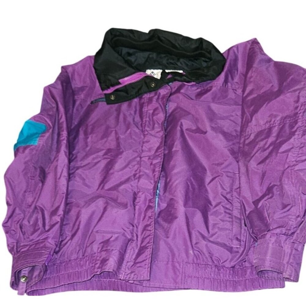 Vintage Columbia Sportswear Womens‎ XL Windbreaker Jacket Purple/Teal Nylon